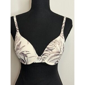 Soma Embraceable Demi Bra 32C Palm Perfect Champagne Lace Underwire